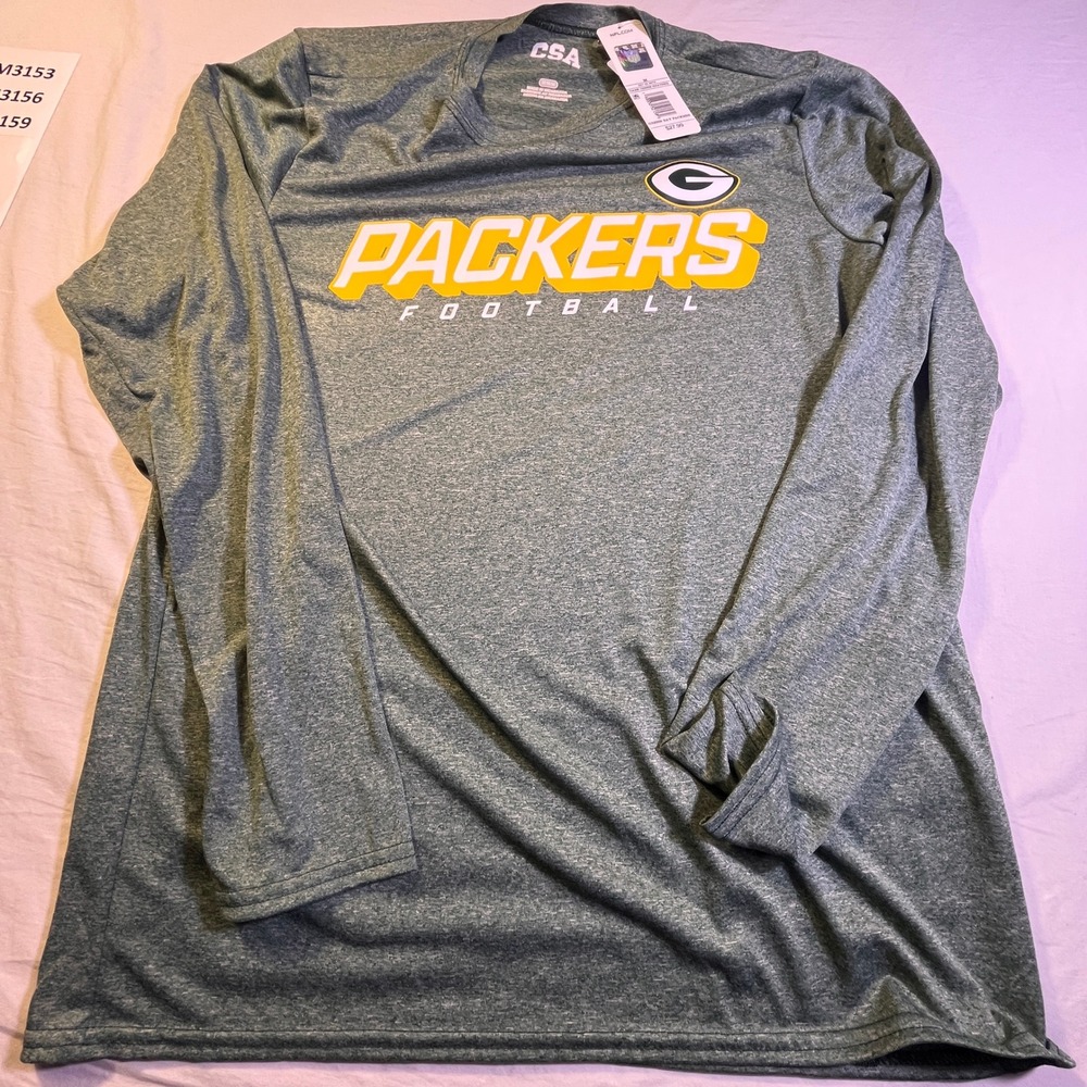 CSA Green Bay Packers Long Sleeve Shirt Mens M Dark Green Heather NEW NFL Gear